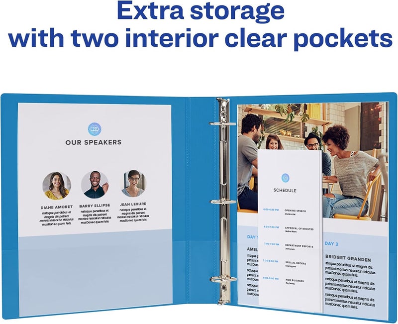 AVERY Durable 3 Ring Binder, 1 Inch Slant Rings, 3 Blue Binders (27251) - Image 4